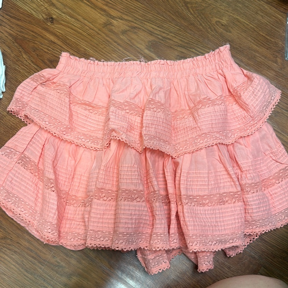 Loveshack Fancy Peach/ Orange Ruffle Skirt